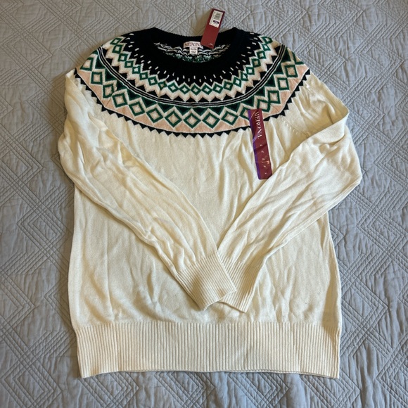 Merona Sweaters - Merona NEW FAIR ISLE cream and Black XL Sweater